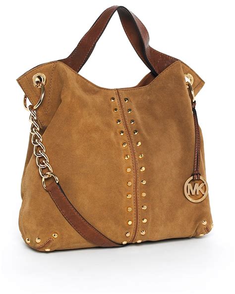 michael kors brown purse with studs|brown suede Michael Kors handbags.